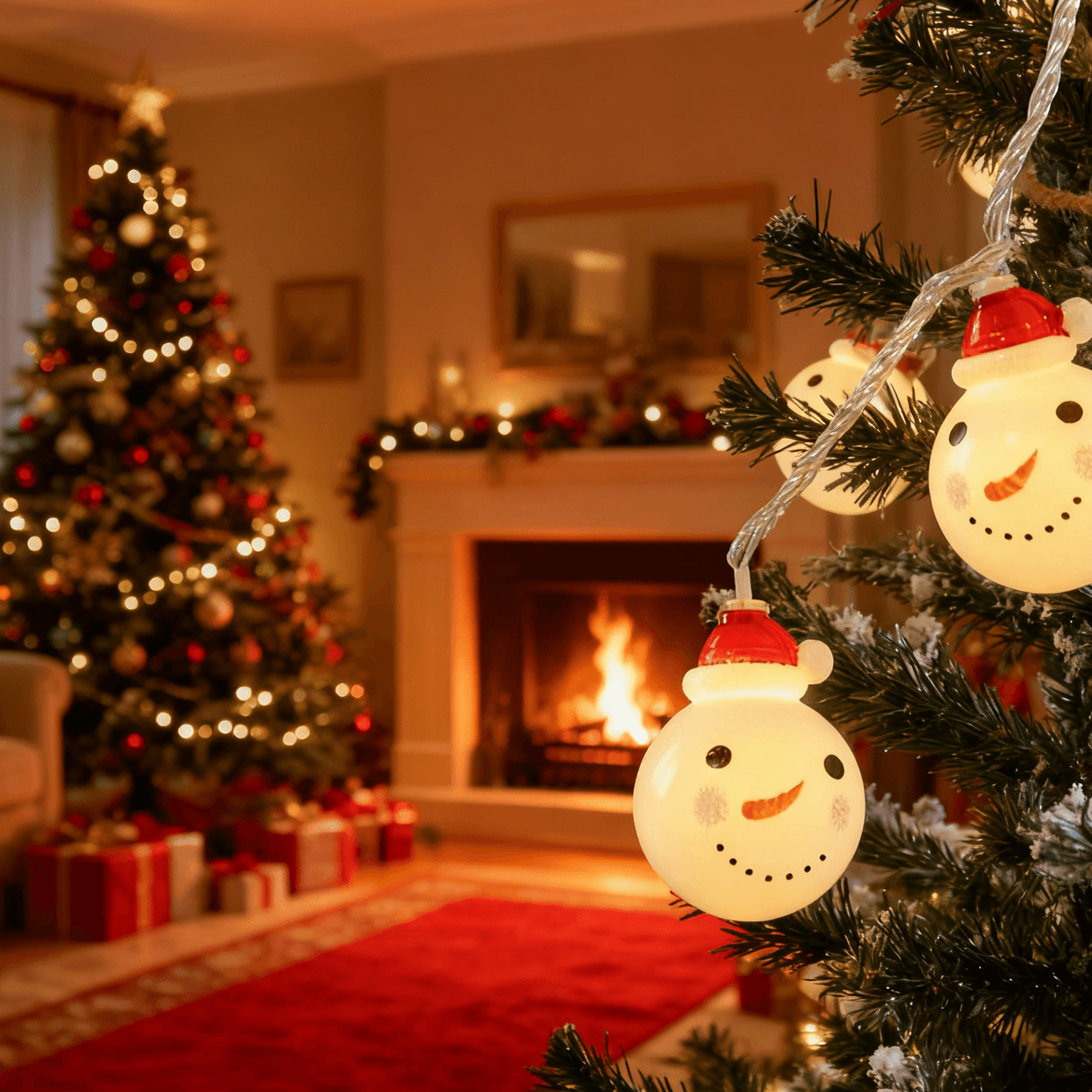 Christmas Snowman LED Light String – Festive Holiday Decorative Lights