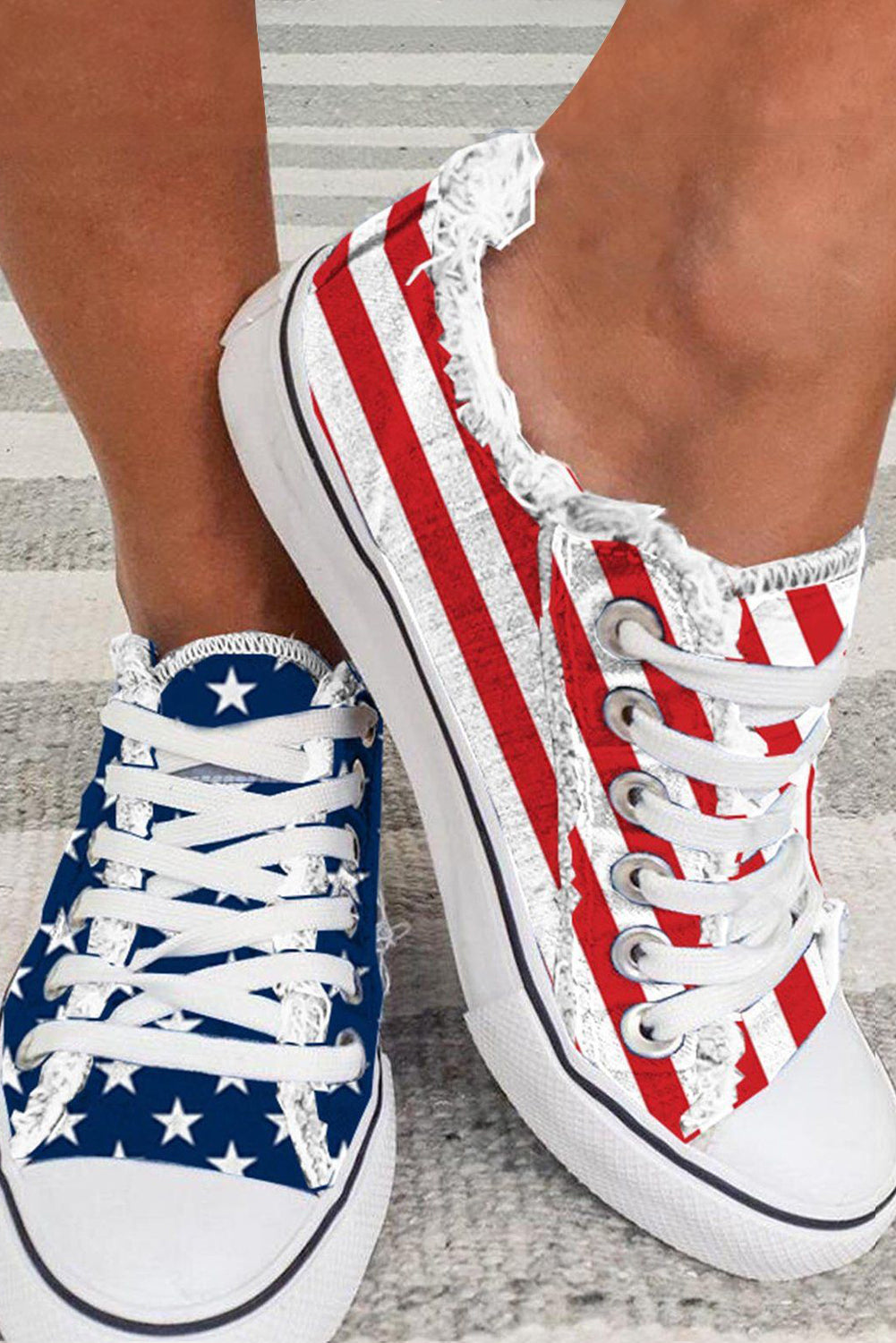 Blue American Flag Lace-up Canvas