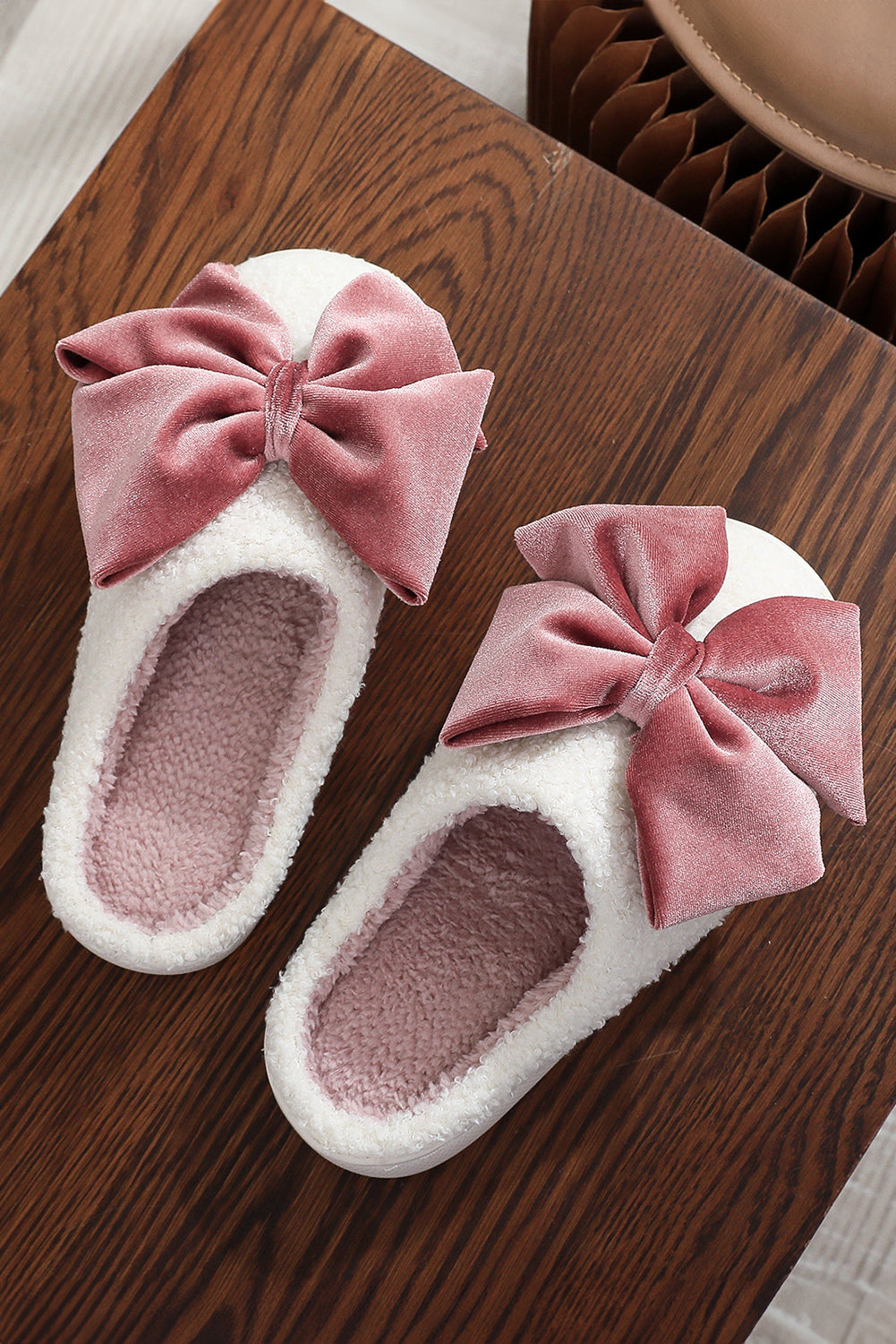 White Glister Ribbon Bow Decor  Slippers