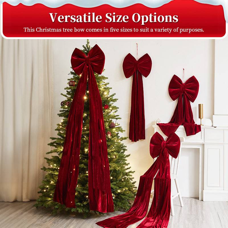 Large Wine Red Christmas Bow - Big Festive Tree Topper Decoration for Xmas
