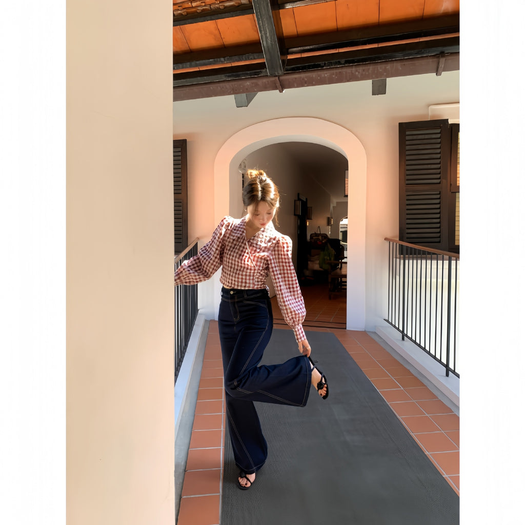 High waisted wide leg jeans