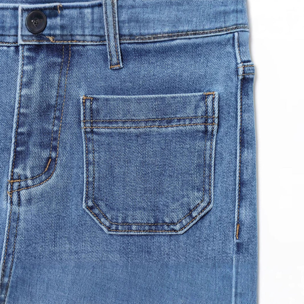 Pocket decoration casual micro flared jeans