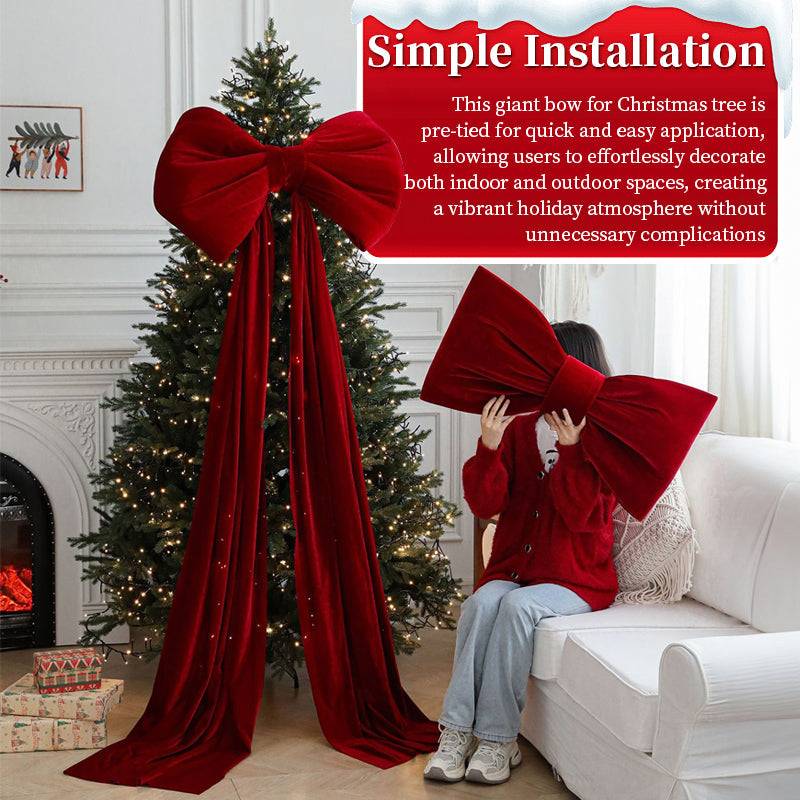 Large Wine Red Christmas Bow - Big Festive Tree Topper Decoration for Xmas
