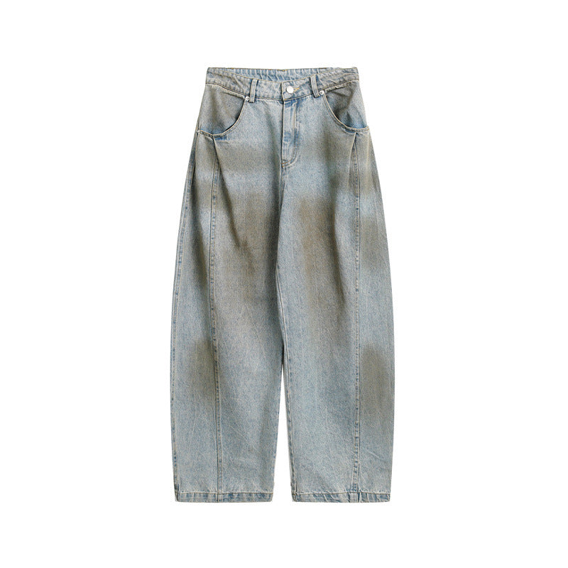 Wash and tie dye denim jeans