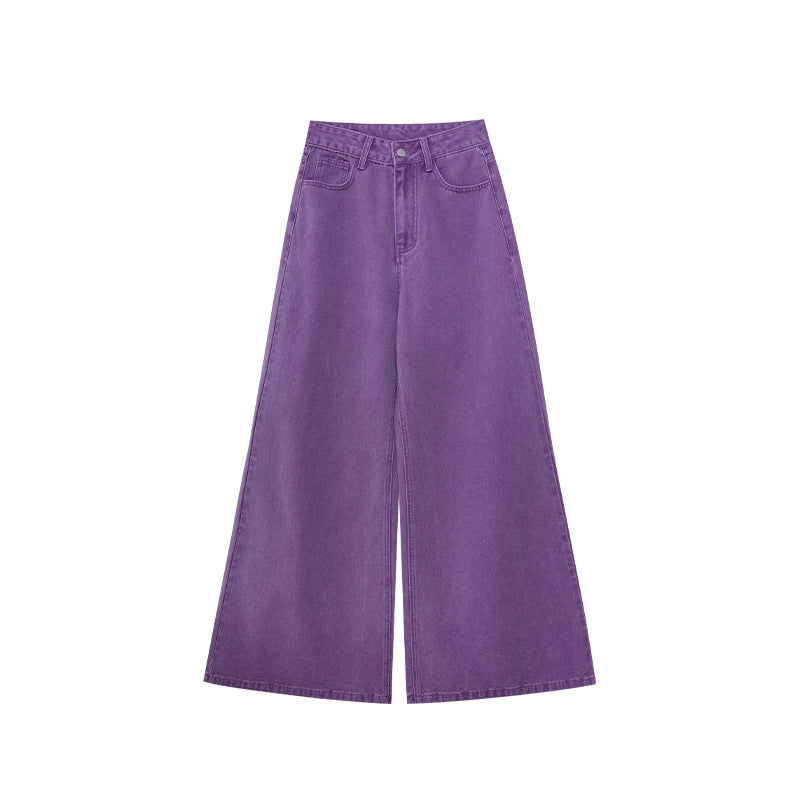 Narrow high waisted slightly flared jeans