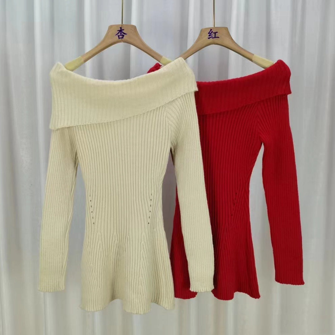 Shoulder Ruffled Hem Sweater