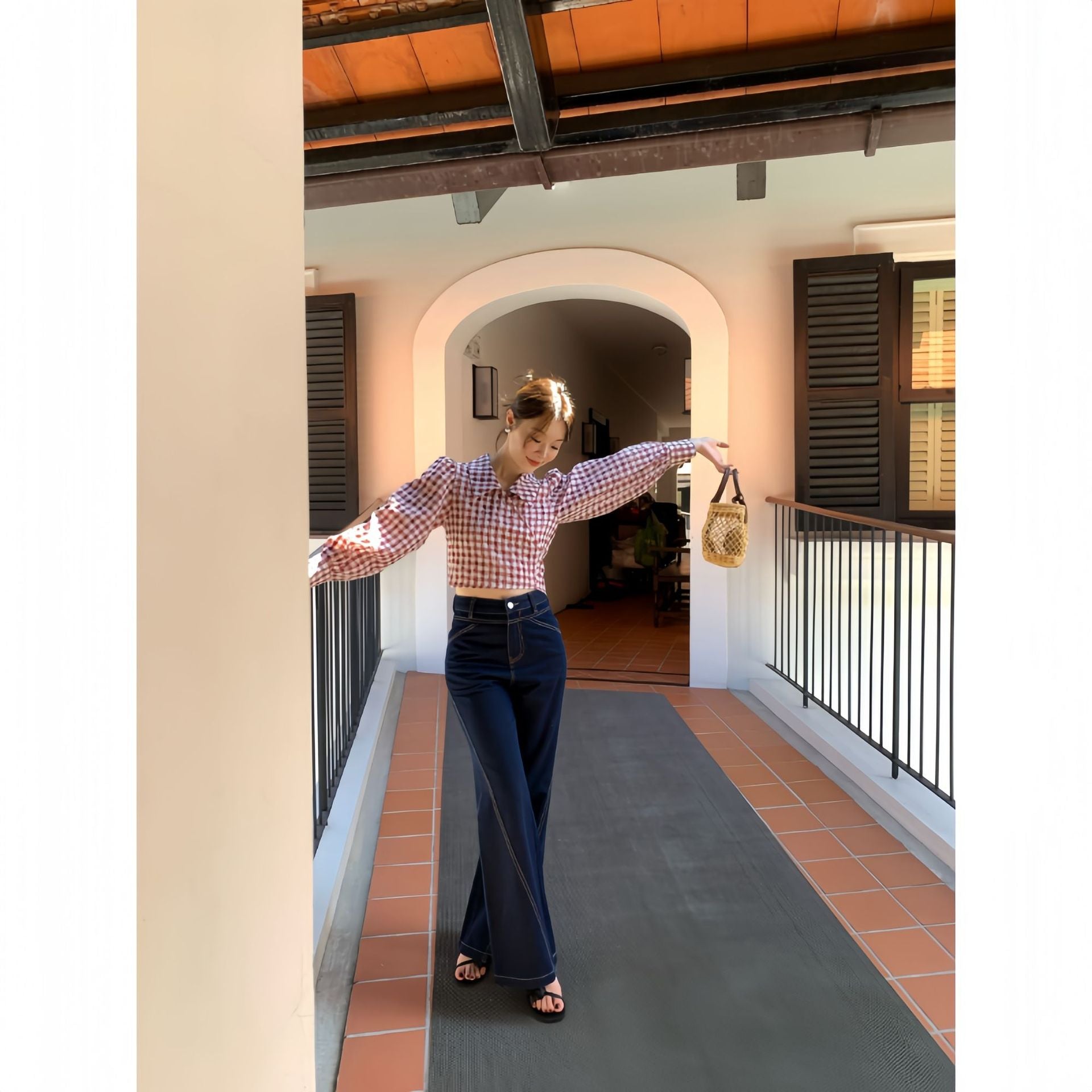 High waisted wide leg jeans