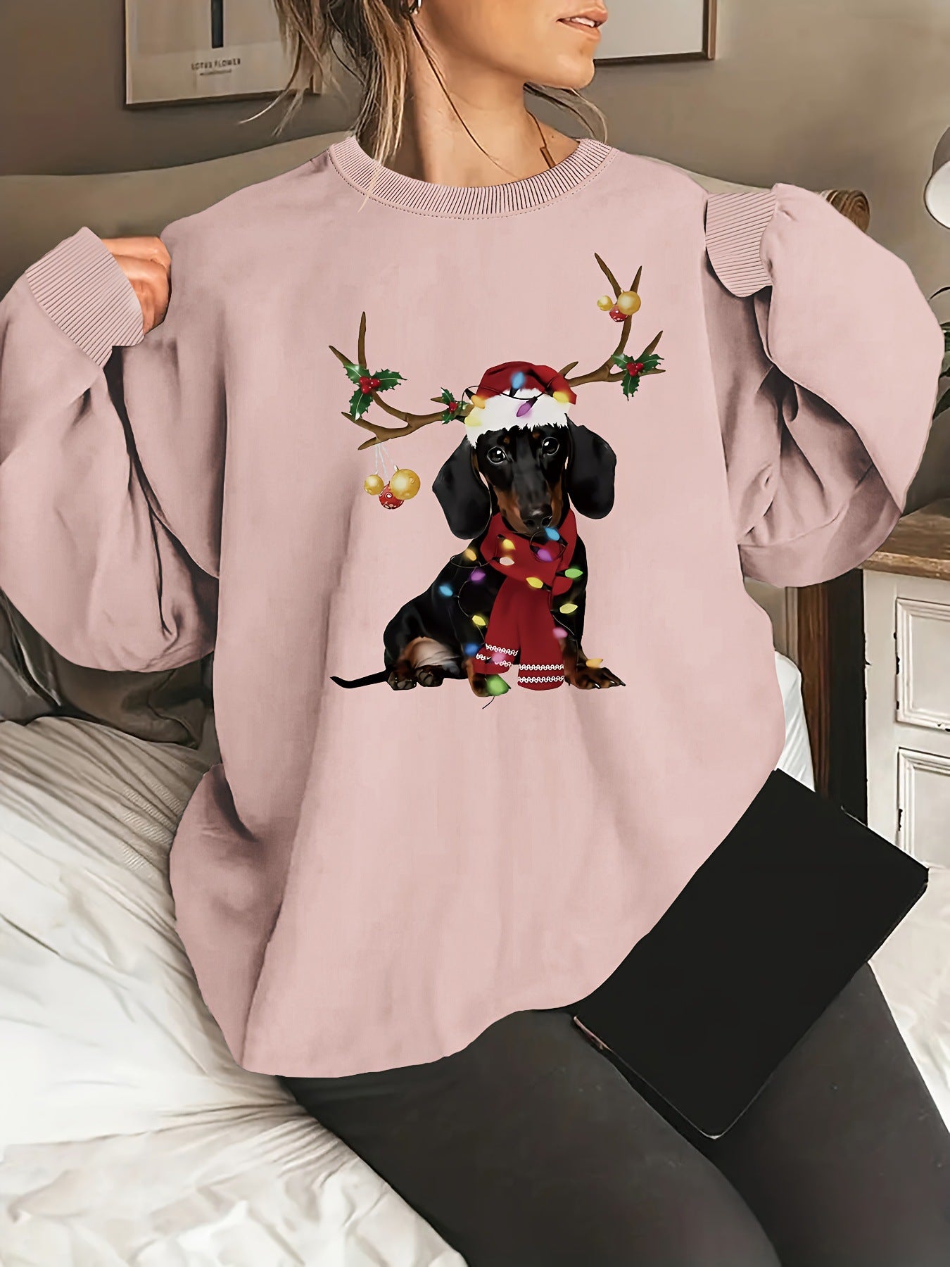 Christmas Dachshund Crew Neck Sweatshirt