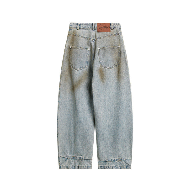 Wash and tie dye denim jeans