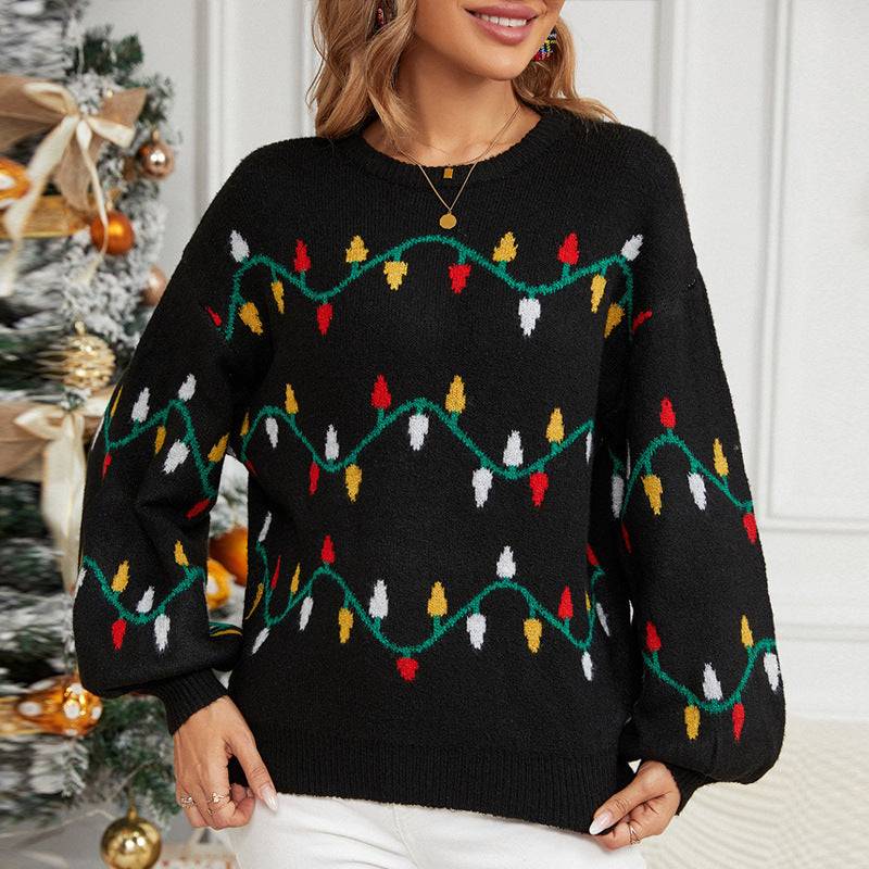 Christmas sweater loose Christmas knit sweater
