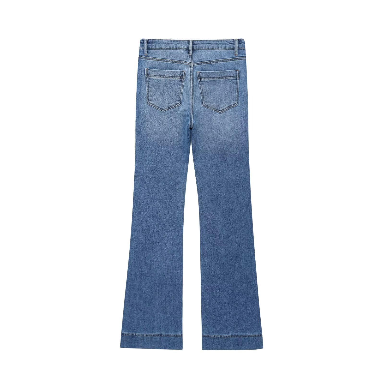 Pocket decoration casual micro flared jeans