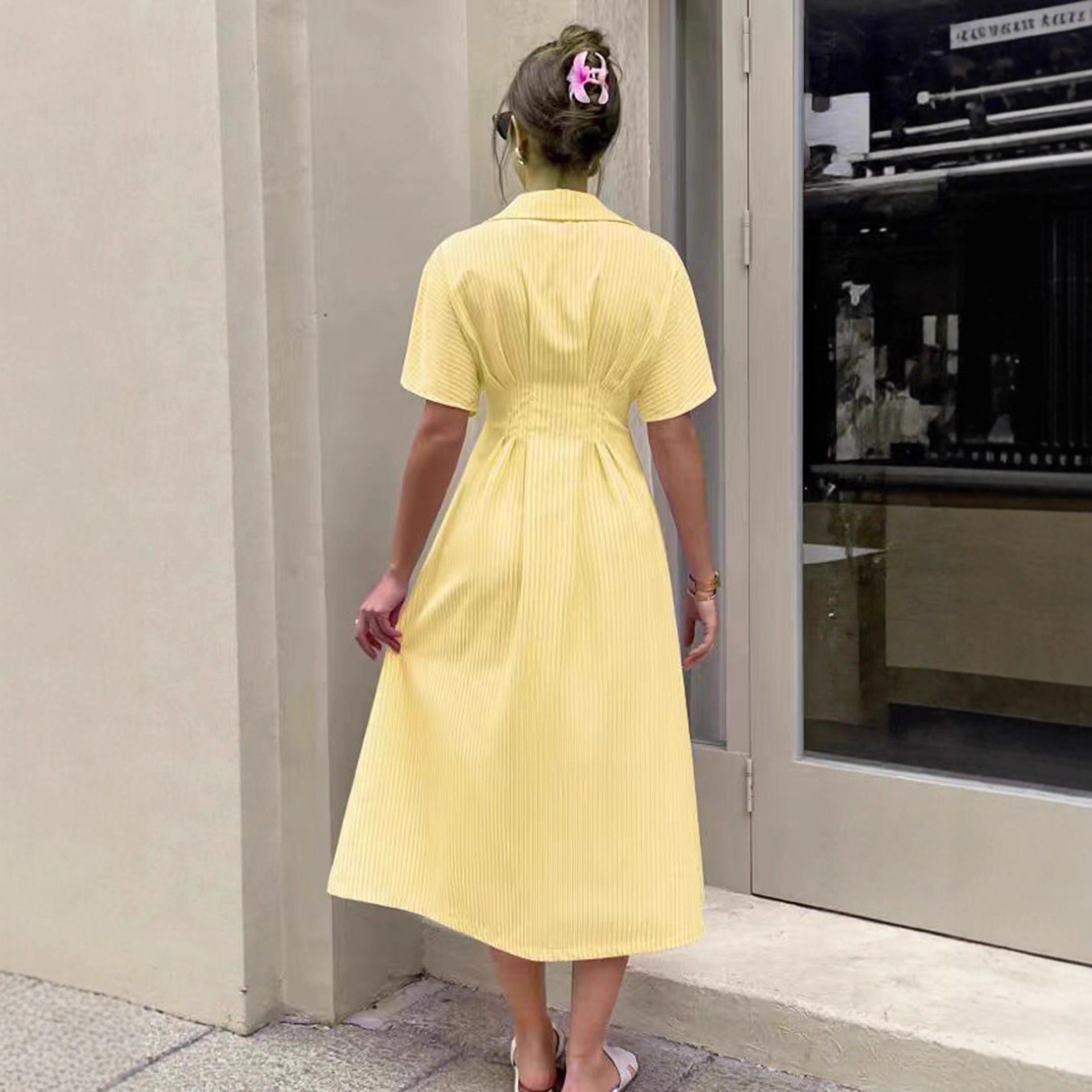 blue short sleeved women's shirt skirt