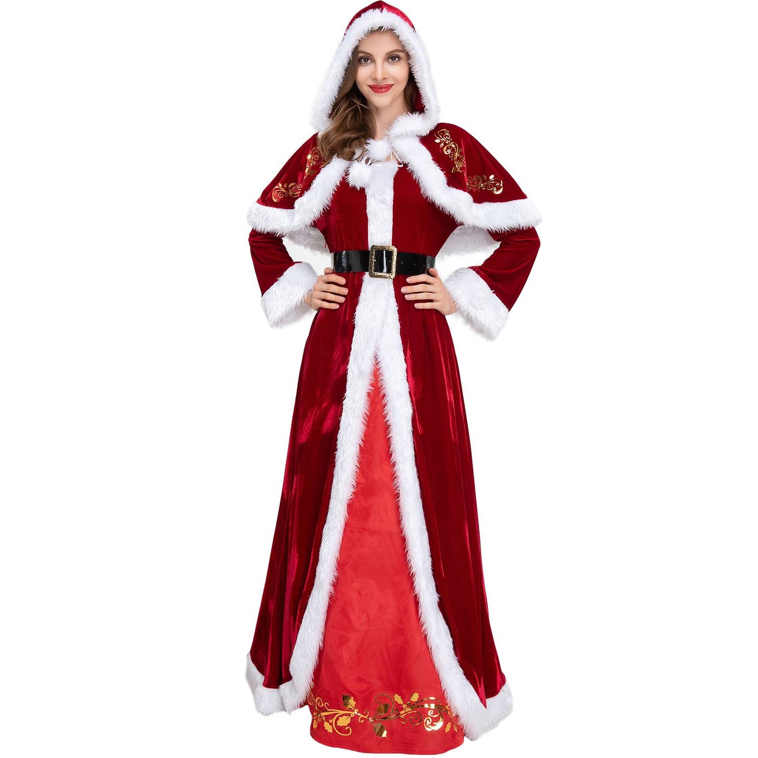Christmas Queen Long Dress – Elegant Holiday Costume for Women
