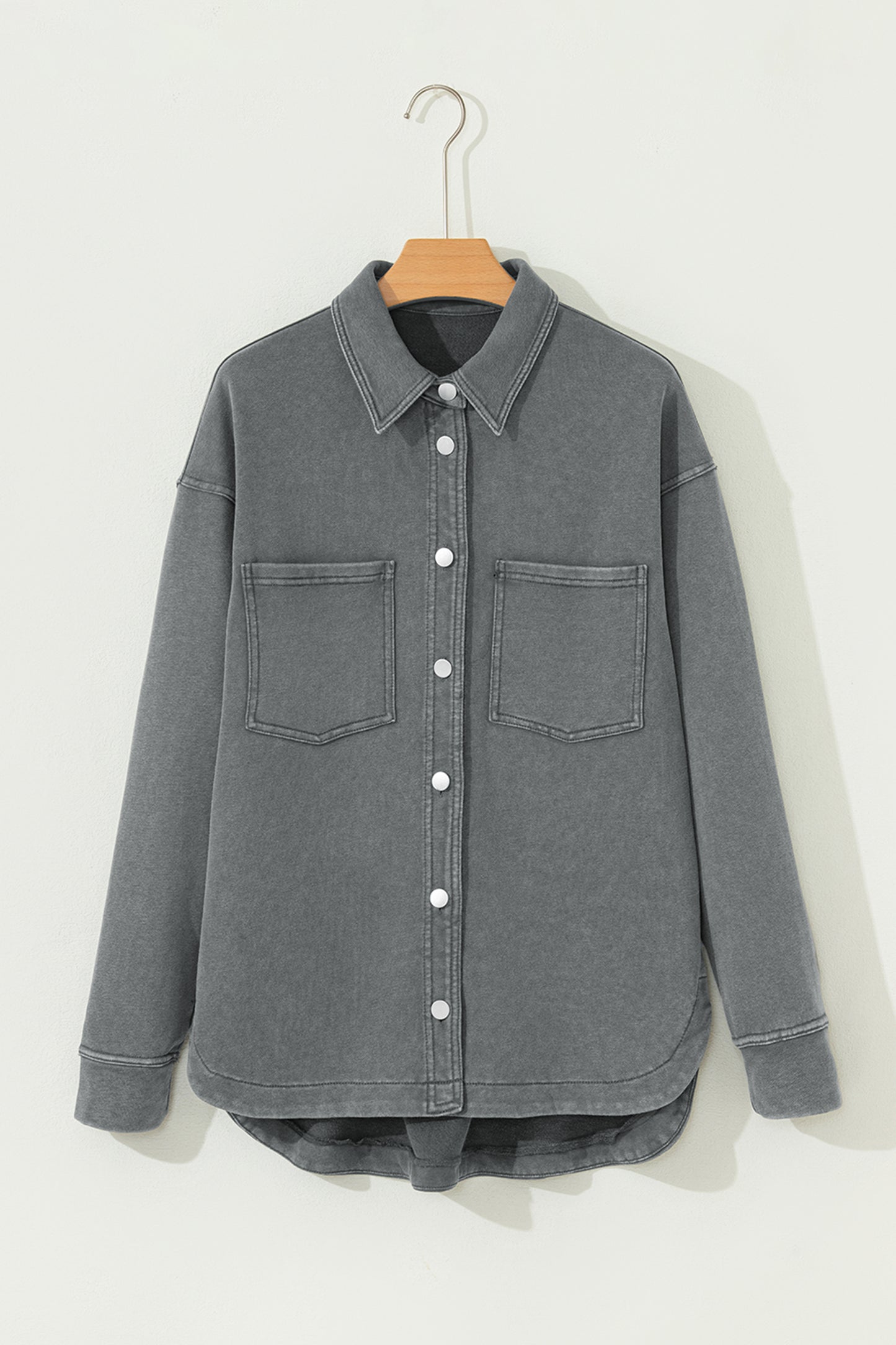 Drop Shoulder Shacket with Side Slit