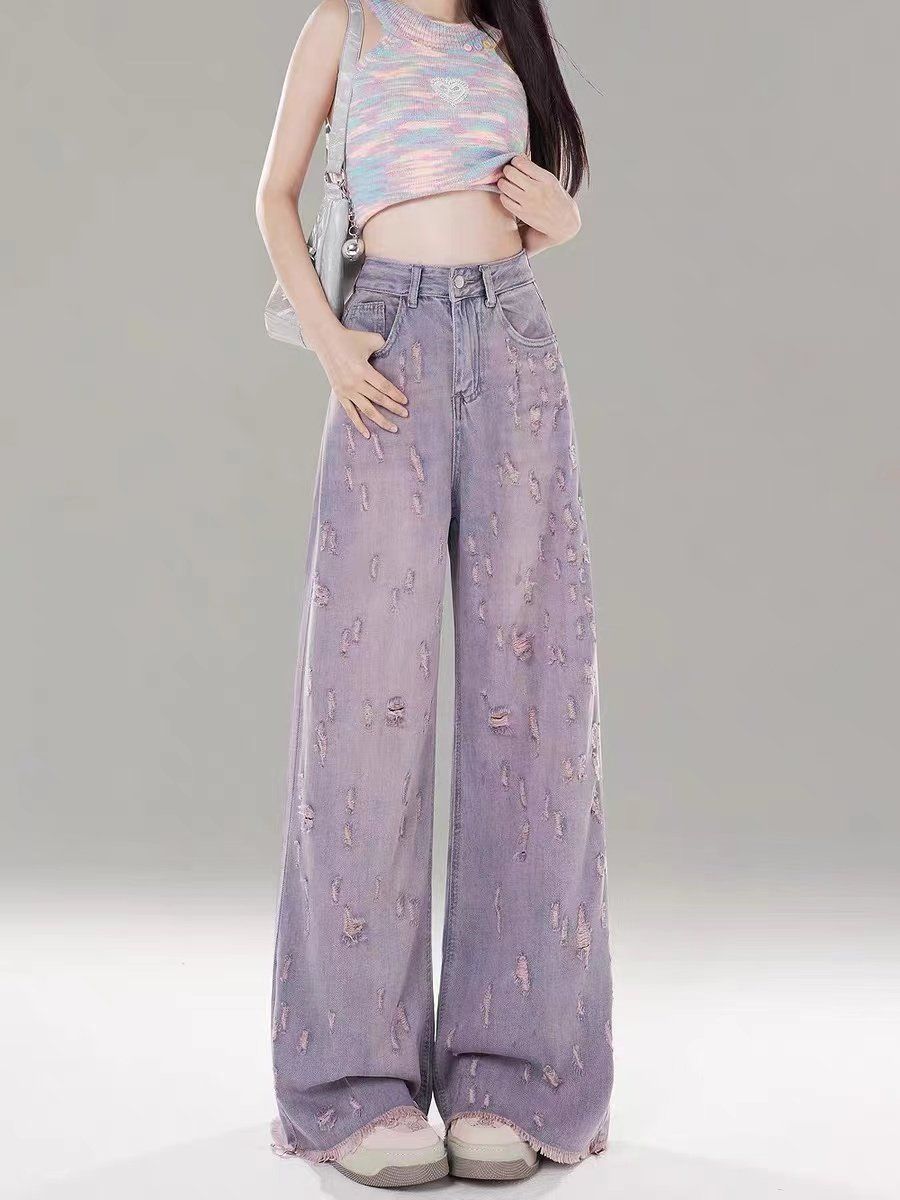 High-waisted wide-leg jeans