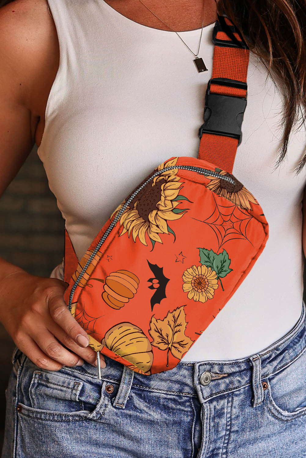 Orange   Halloween Graphic Crossbody Bag