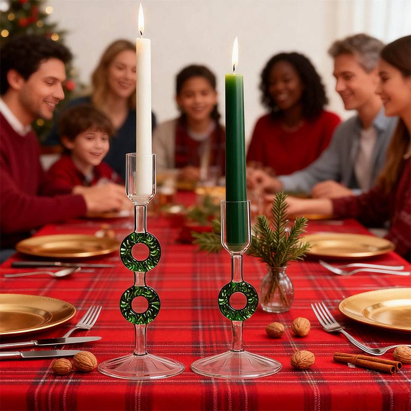Nordic Borosilicate Glass Candle Holder, Christmas T for Homeree Tabletop Decor