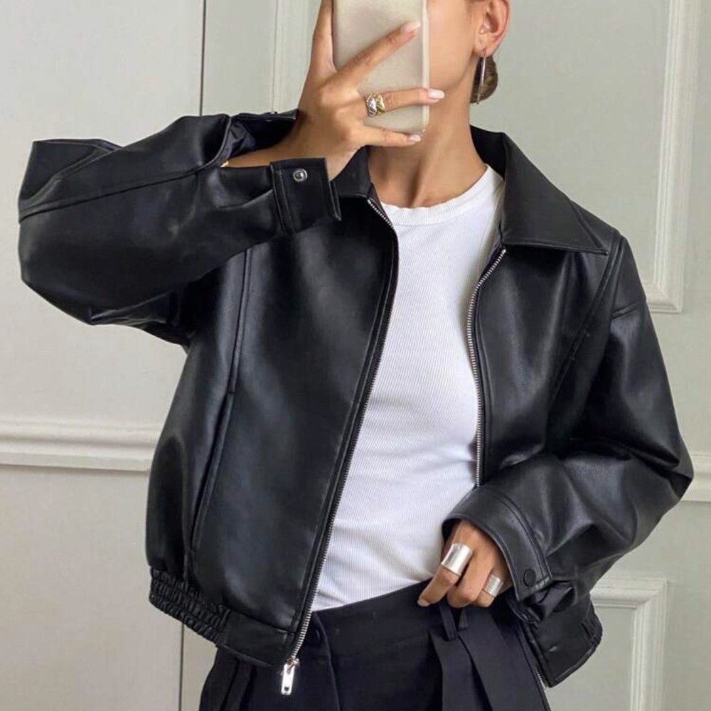 Retro brown leather jacket