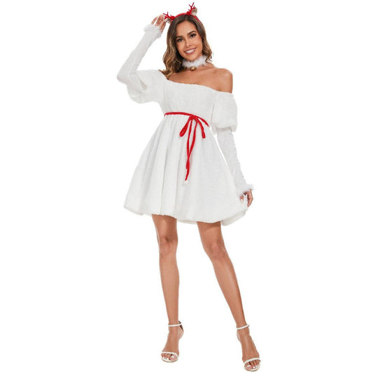 Christmas Queen Long Dress – Elegant Holiday Costume for Women