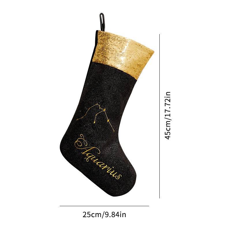 Black Zodiac Christmas Socks – Ornament Display Piece & Holiday Decoration
