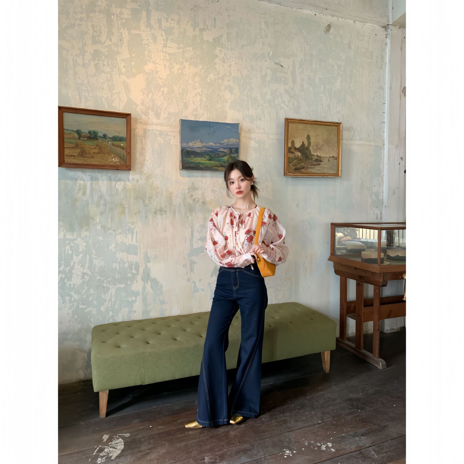 High waisted wide leg jeans