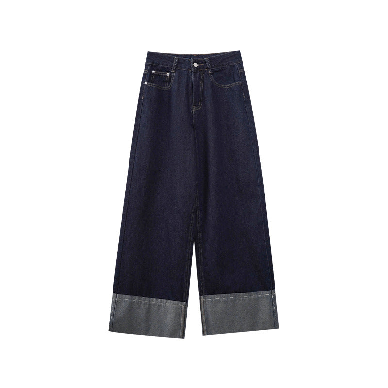 Curled high waisted wide leg jeans