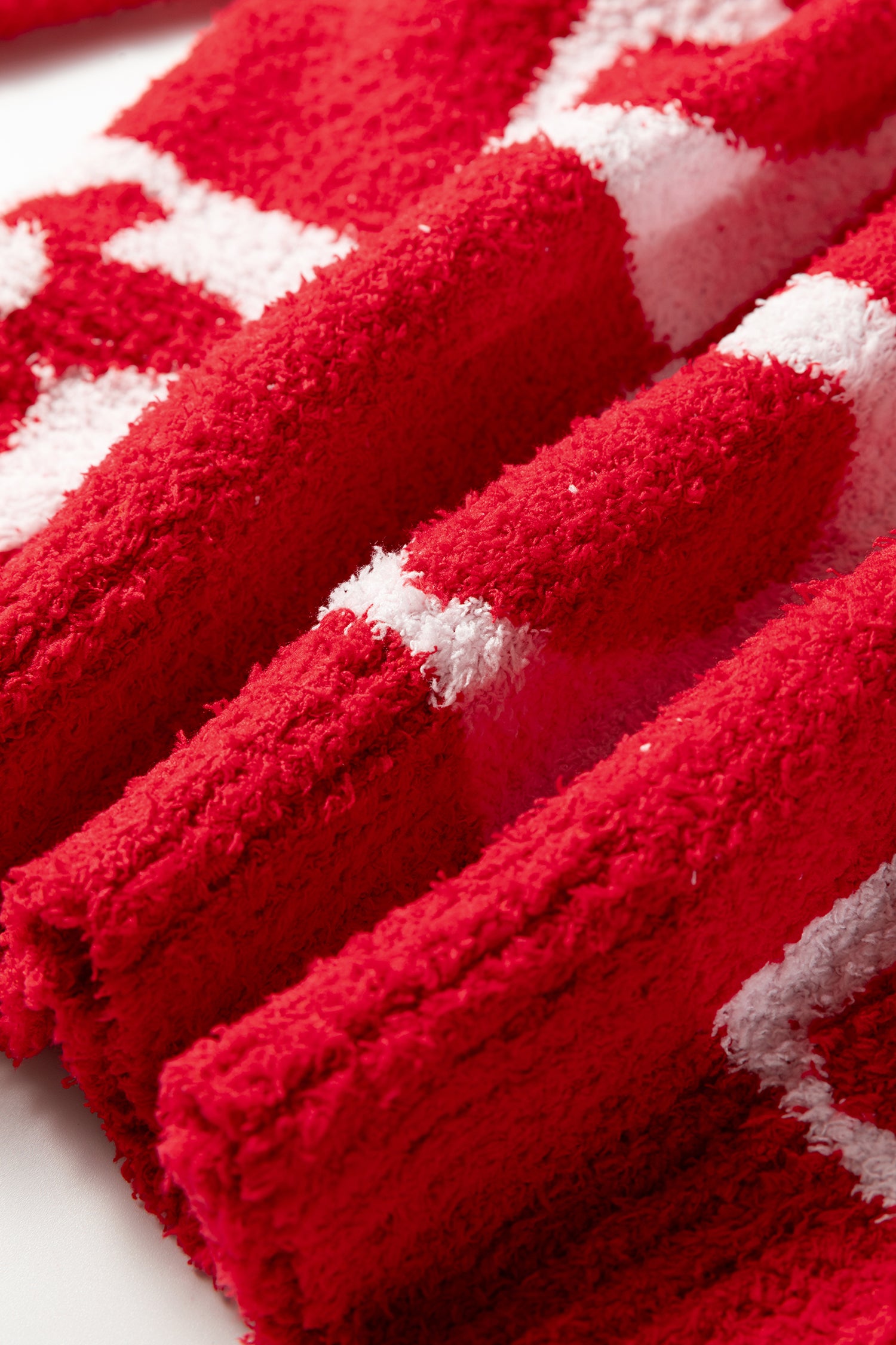 Close-up of red and white textured fabric