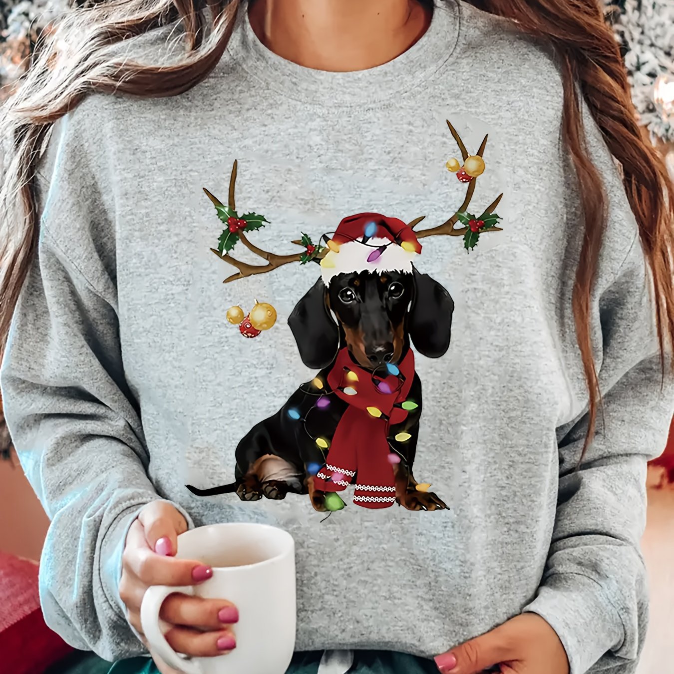 Christmas Dachshund Crew Neck Sweatshirt