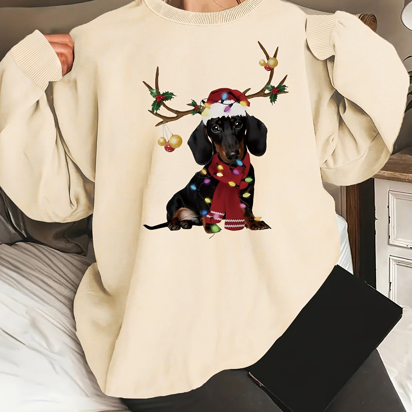 Christmas Dachshund Crew Neck Sweatshirt