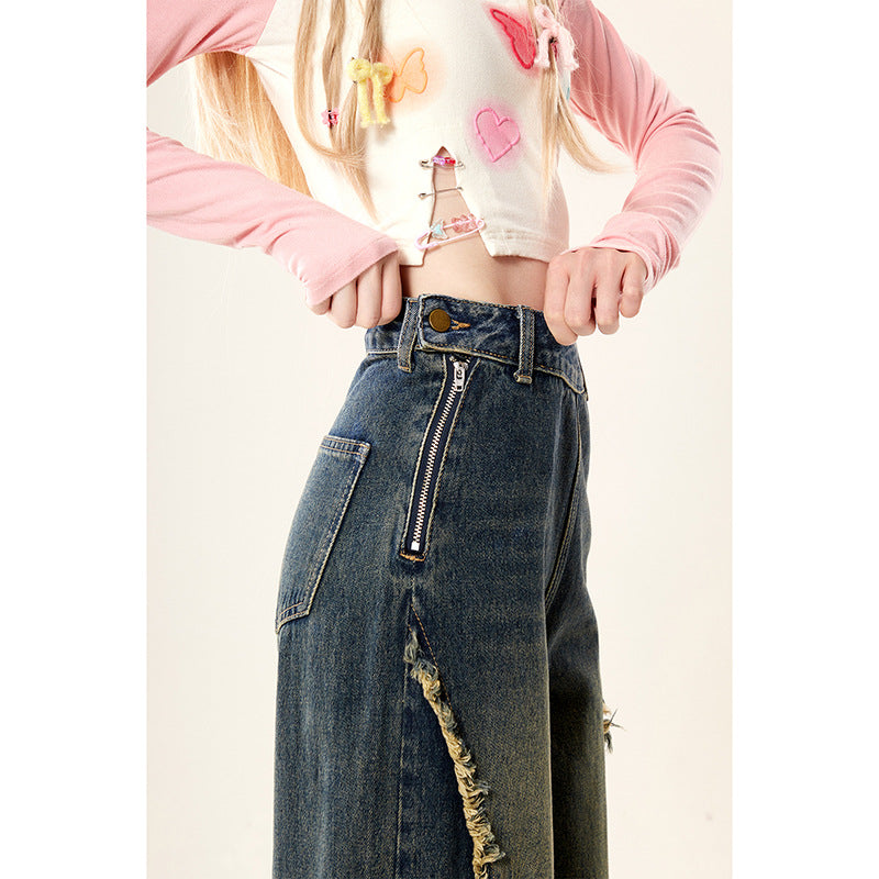 Side-zip wide-leg pants