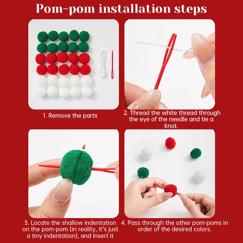 Handmade Pull String Flag Banner, LED String Lights, Christmas Decor
