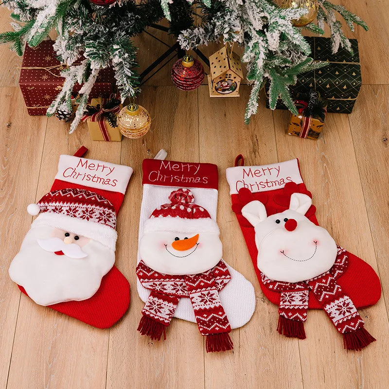 Christmas Decorative Socks 3D Elderly Elk Knitted