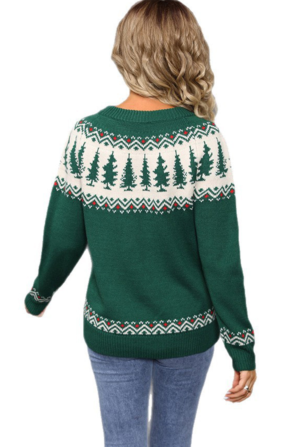 Christmas Tree Geometric Print Retro Sweater