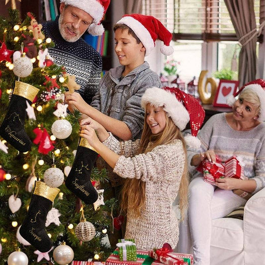 Black Zodiac Christmas Socks – Ornament Display Piece & Holiday Decoration
