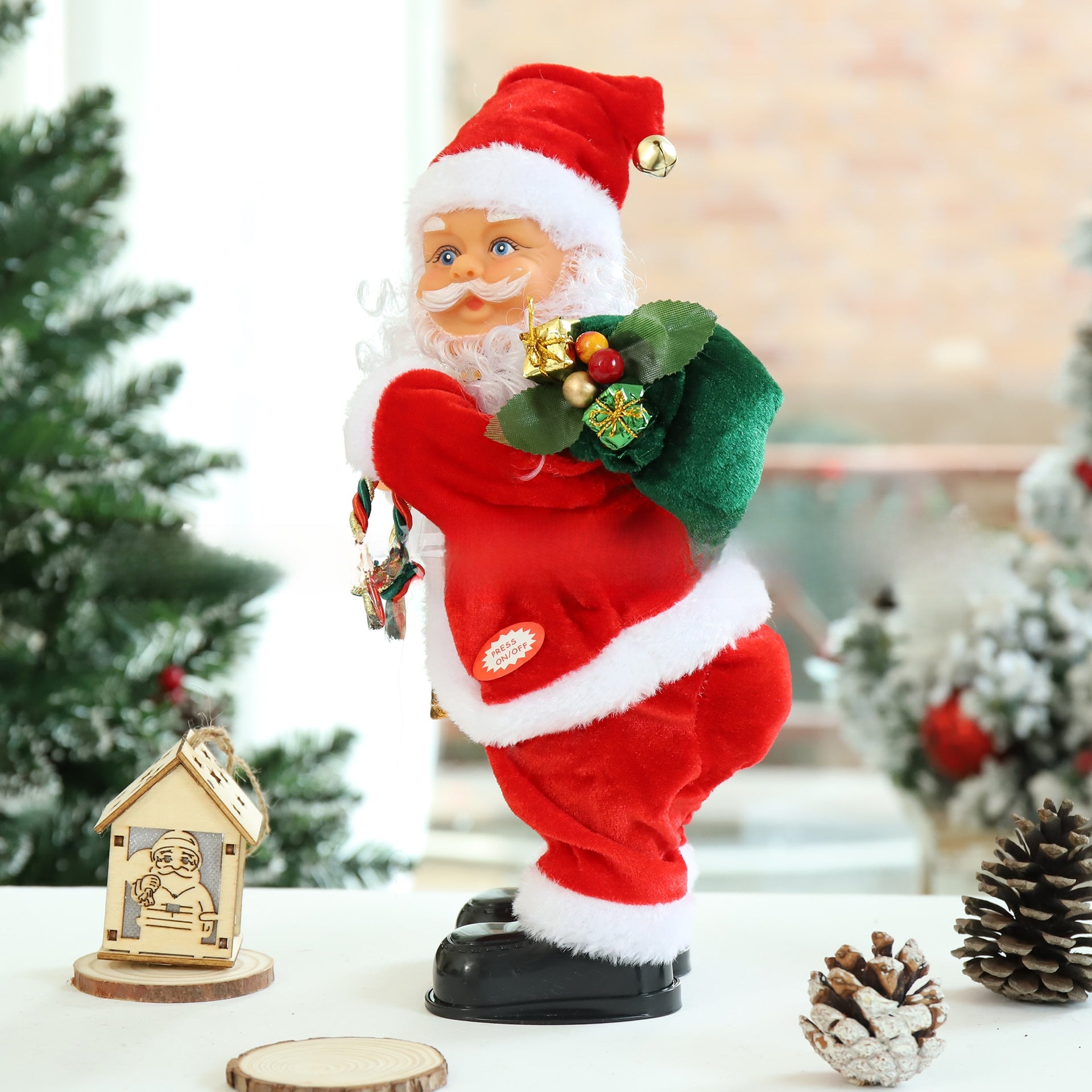 Electric Climbing Santa Claus Christmas Decoration with Music
