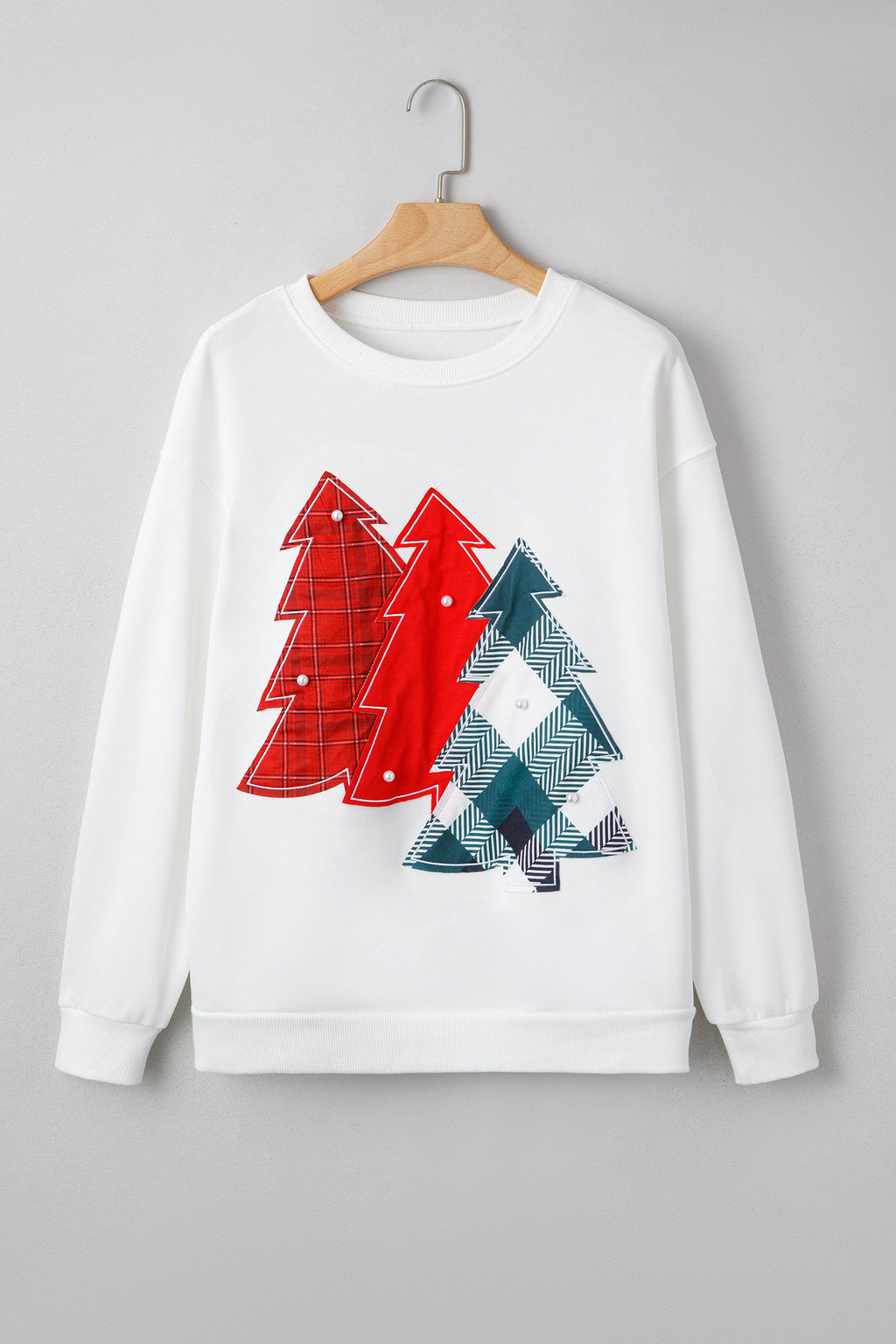 Christmas Tree Patched Drop Shoulder Sweatshirt