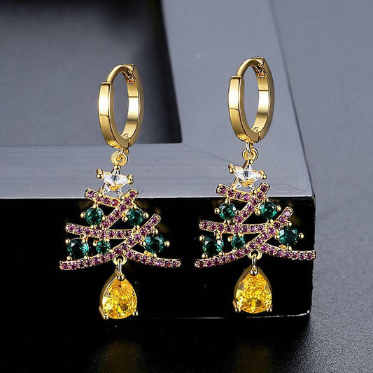 European & American Christmas Series Zircon Earrings – Christmas Tree Earrings
