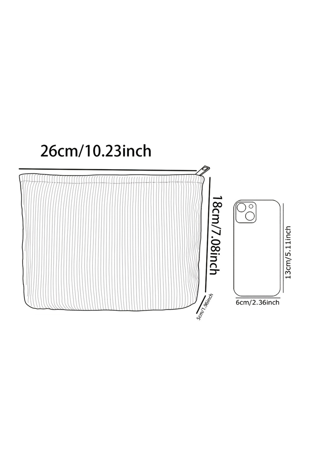 White Floral Print Corduroy  Storage Bag