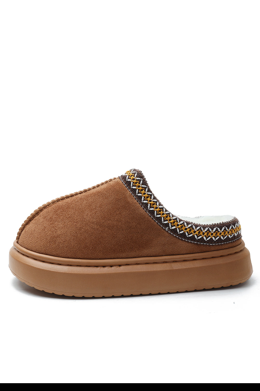 Chestnut Contrast Edge Suede Winter Slippers