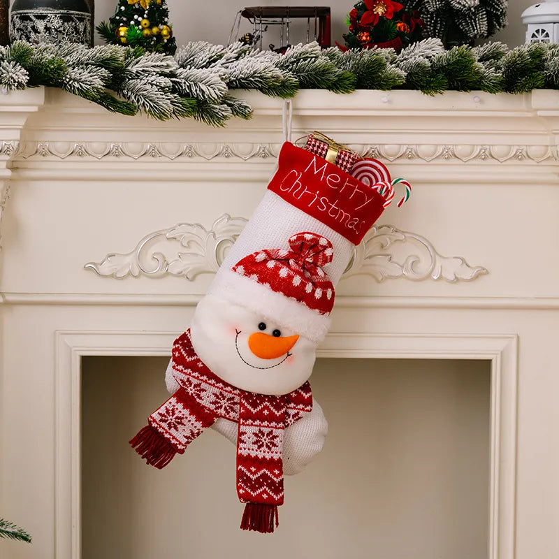 Christmas Decorative Socks 3D Elderly Elk Knitted