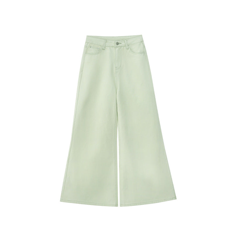 Narrow high waisted slightly flared jeans