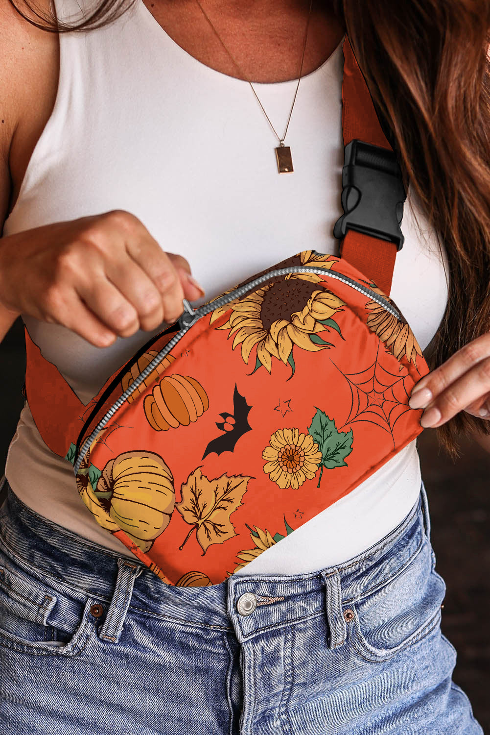 Orange   Halloween Graphic Crossbody Bag