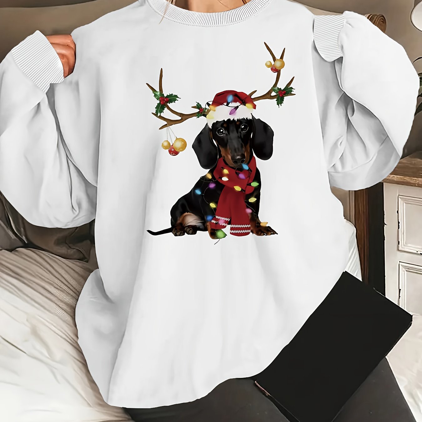 Christmas Dachshund Crew Neck Sweatshirt