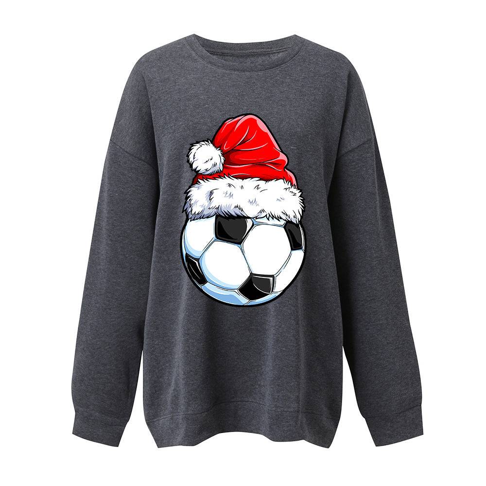 Christmas football element printed Christmas hoodie
