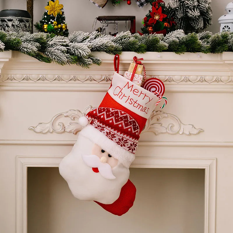 Christmas Decorative Socks 3D Elderly Elk Knitted