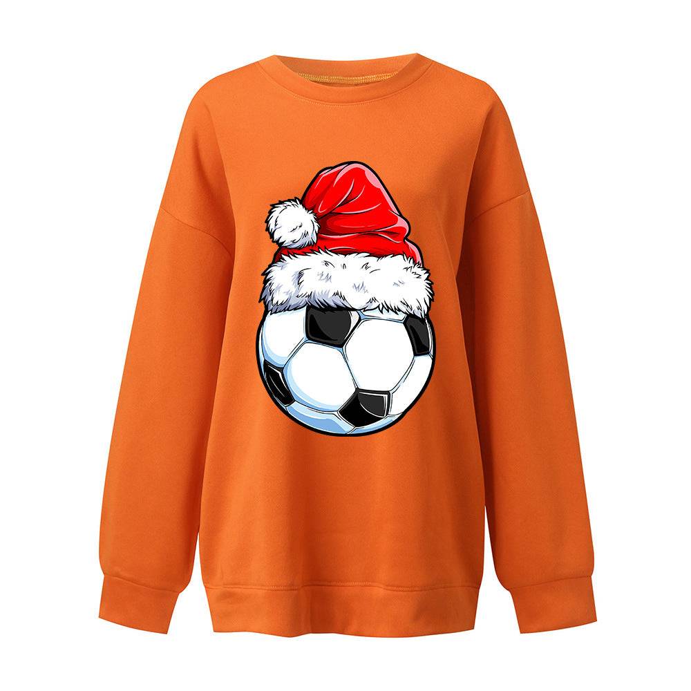 Christmas football element printed Christmas hoodie