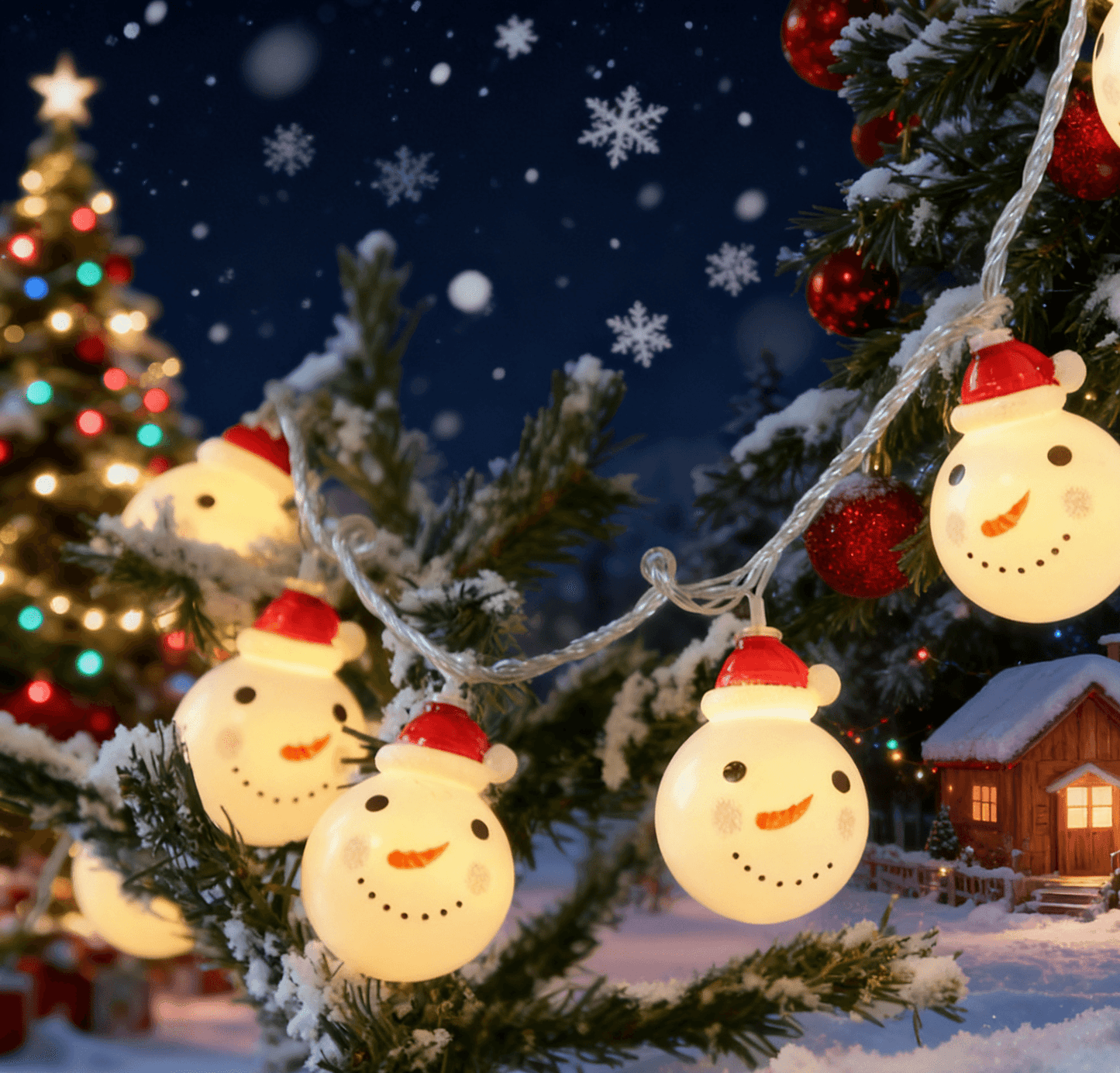 Christmas Snowman LED Light String – Festive Holiday Decorative Lights