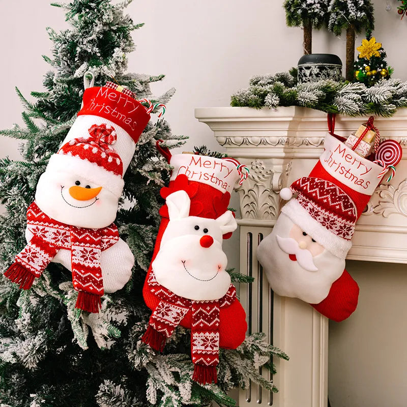 Christmas Decorative Socks 3D Elderly Elk Knitted