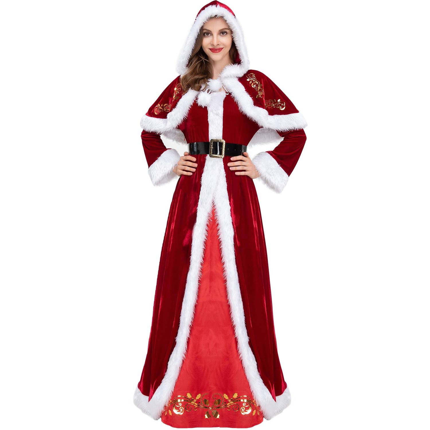 Christmas Queen Long Dress – Elegant Holiday Costume for Women