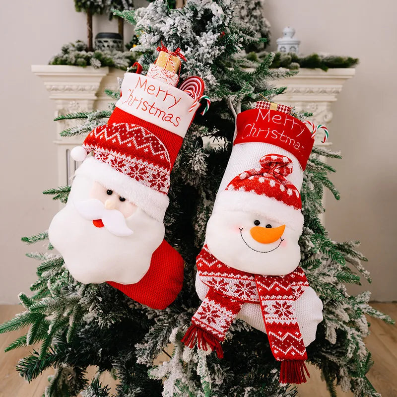 Christmas Decorative Socks 3D Elderly Elk Knitted